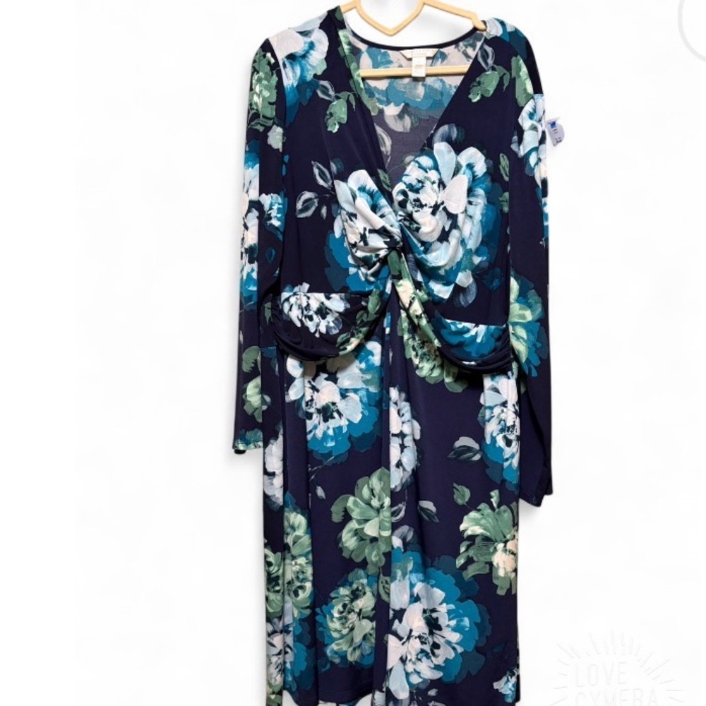 London Times Blue and White Dress